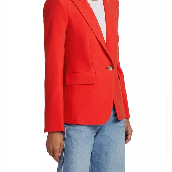 🔖 Veronica Beard Crepe Cutaway Dickey Jacket Flame Red Orange - Picture 4 of 8